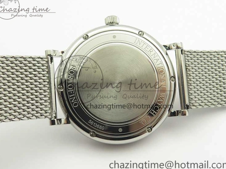 MIROTIME 0327 Breathable Portofino IW356501 SS V3 MK 1:1 Best Edition White Dial Gold Markers On SS Mesh Bracelet MIYOTA 7197